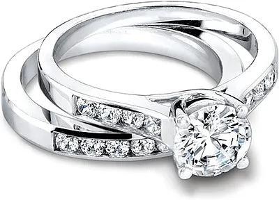 Jeff Cooper Trellis Engagement Ring with Channel-Set Side Diamonds