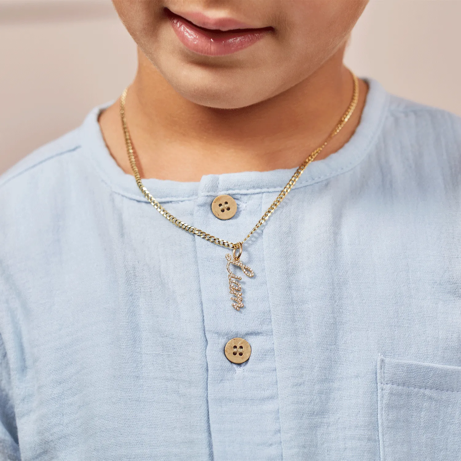 Kids Vertical Diamond Name Script Charm