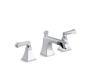 KOHLER K-454-X4V Memoirs Stately Widespread sink faucet with red and blue indexing and Deco lever handles in Polished Chrome