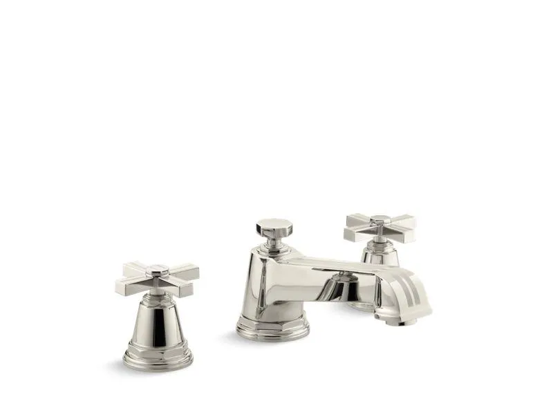 KOHLER K-T13140-3B Pinstripe Deck-mount bath faucet trim for high-flow valve with cross handles, valve not included