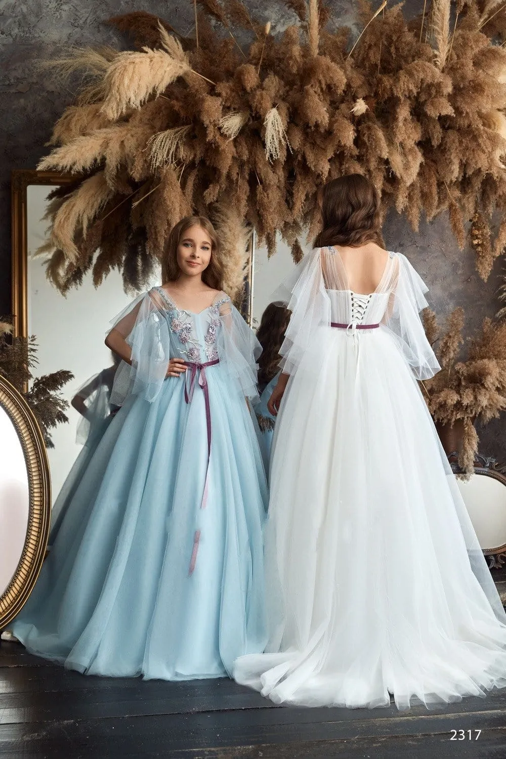 L2317 Boho Style Girls Wedding Dress