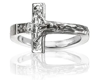 Ladies Silver Crucifix Purity Ring