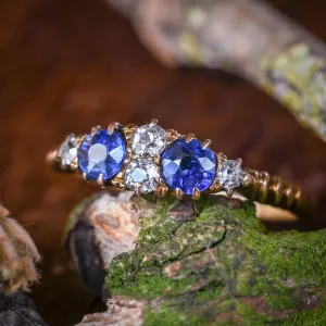Late Victorian Diamond & Sapphire Marquise Ring