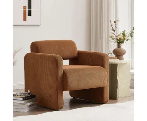 Lilah Modern Boucle Fabric Armchair - Burnt Orange