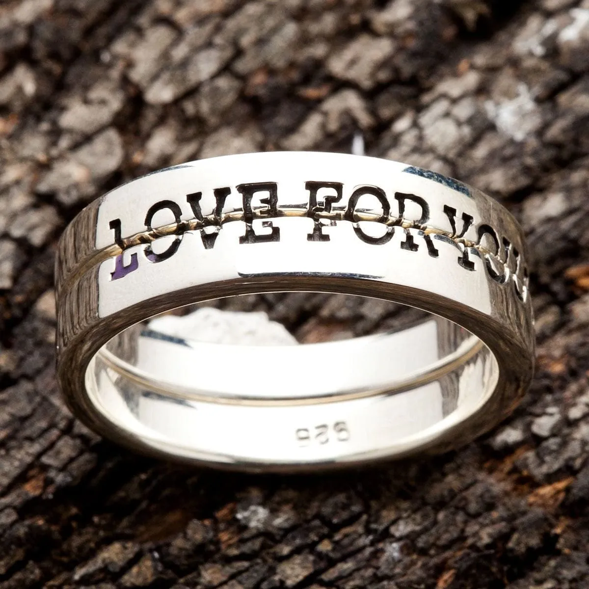 Love You Sterling Silver Couple Band Rings