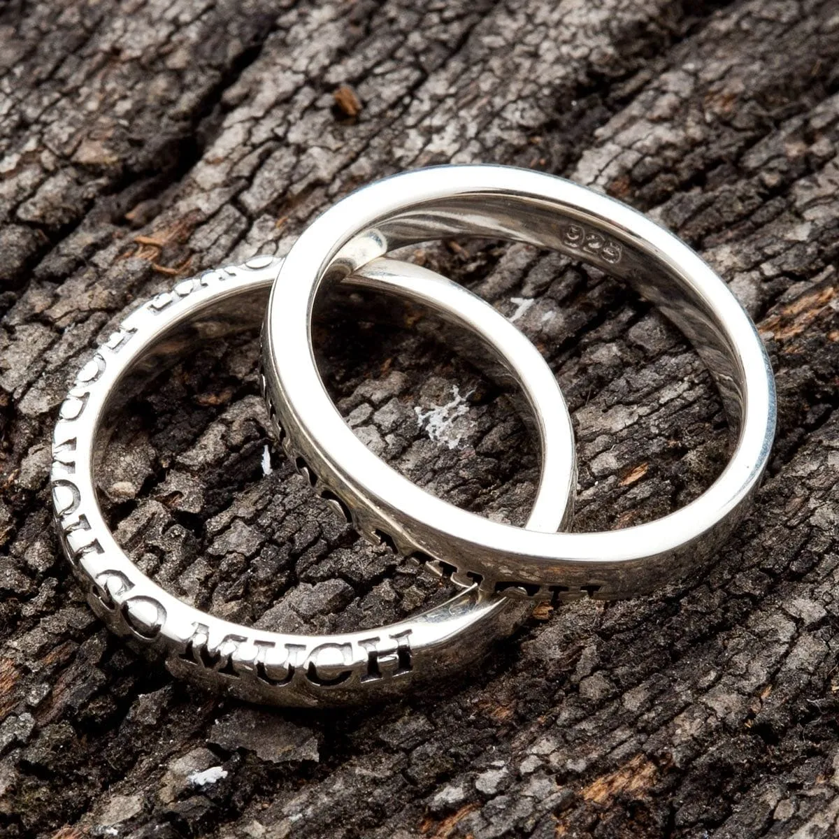 Love You Sterling Silver Couple Band Rings