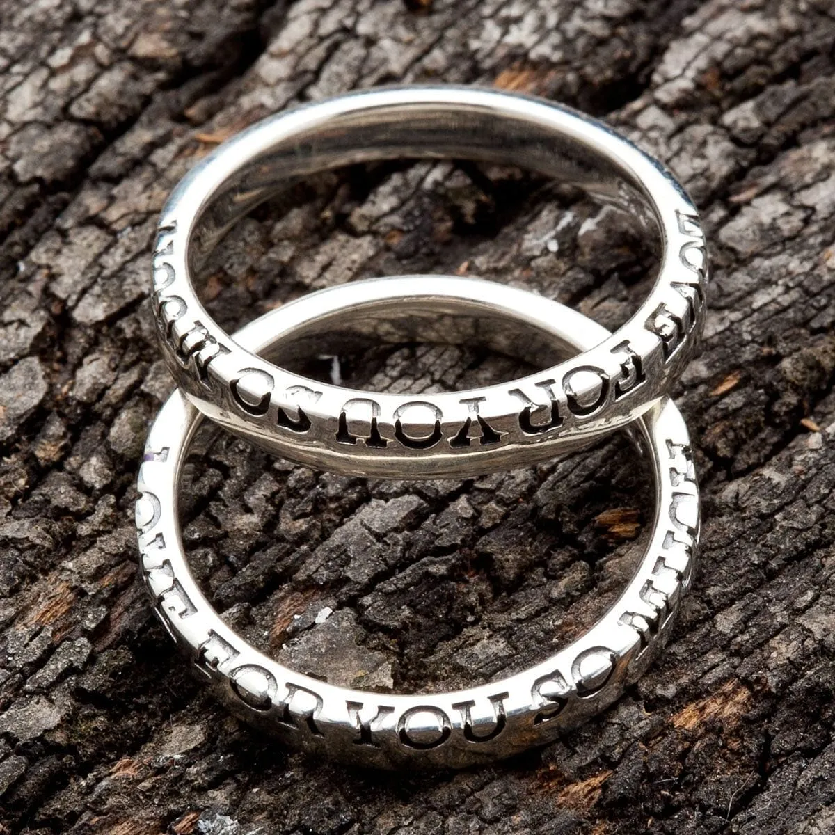 Love You Sterling Silver Couple Band Rings