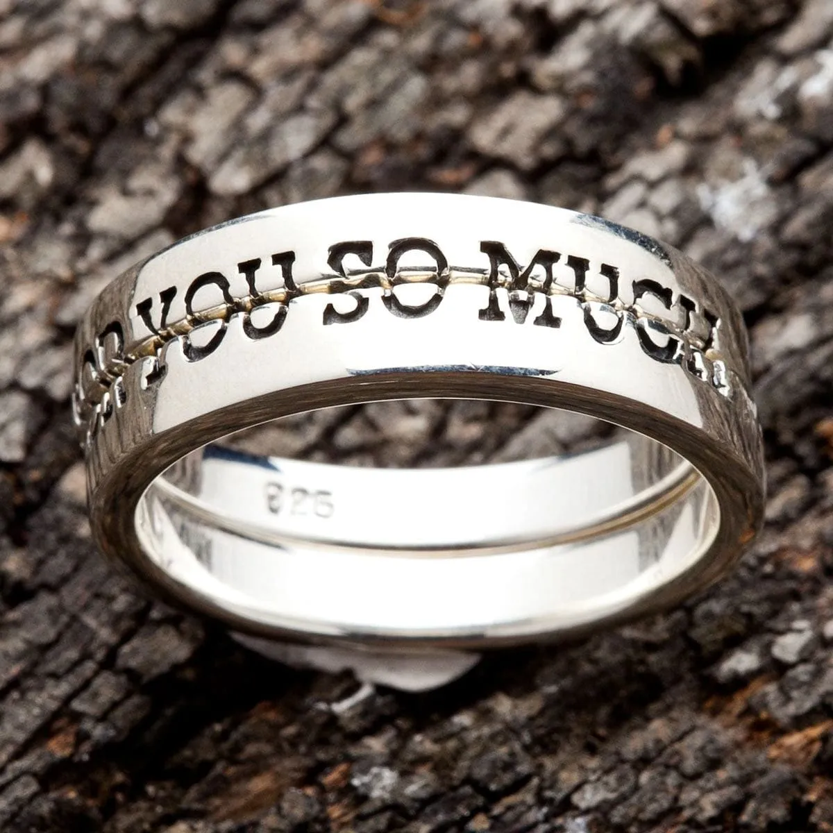 Love You Sterling Silver Couple Band Rings