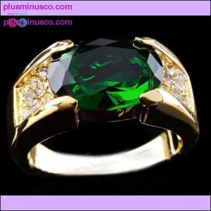Luxury Male Female Big Green Stone Gorgeous Yellow Gold