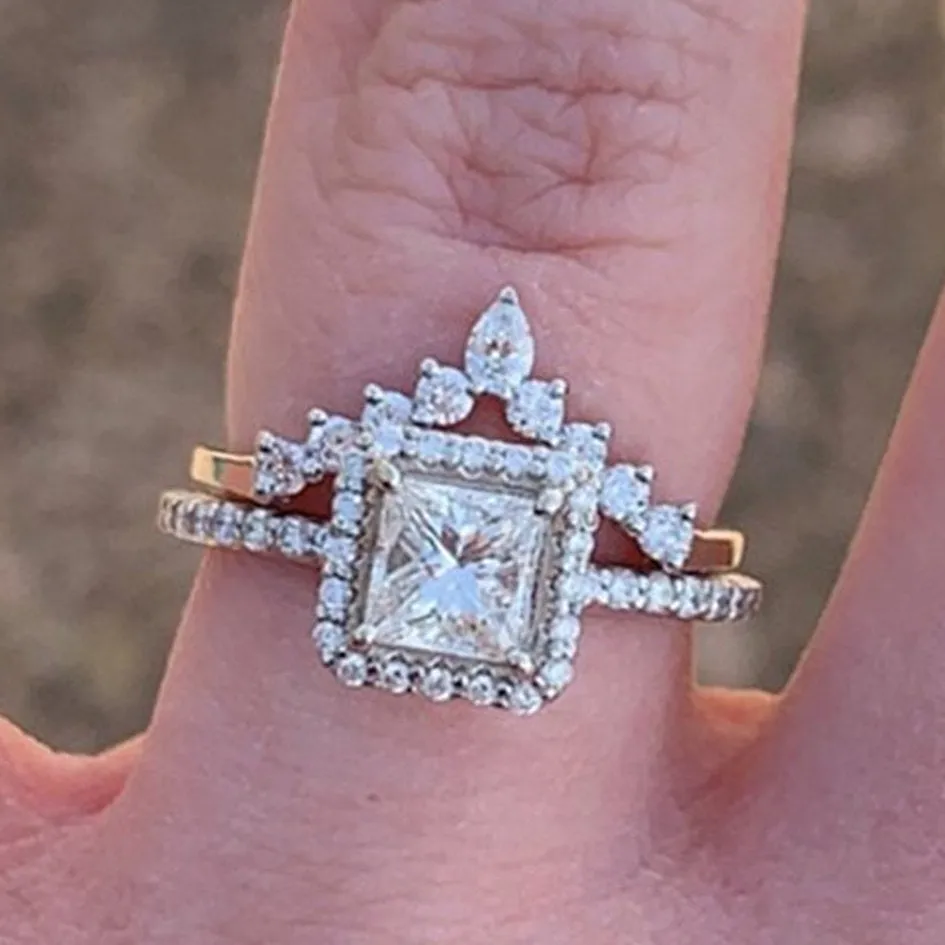 Marquis and Round V Diamond Stack Ring