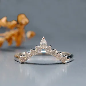 Marquis and Round V Diamond Stack Ring