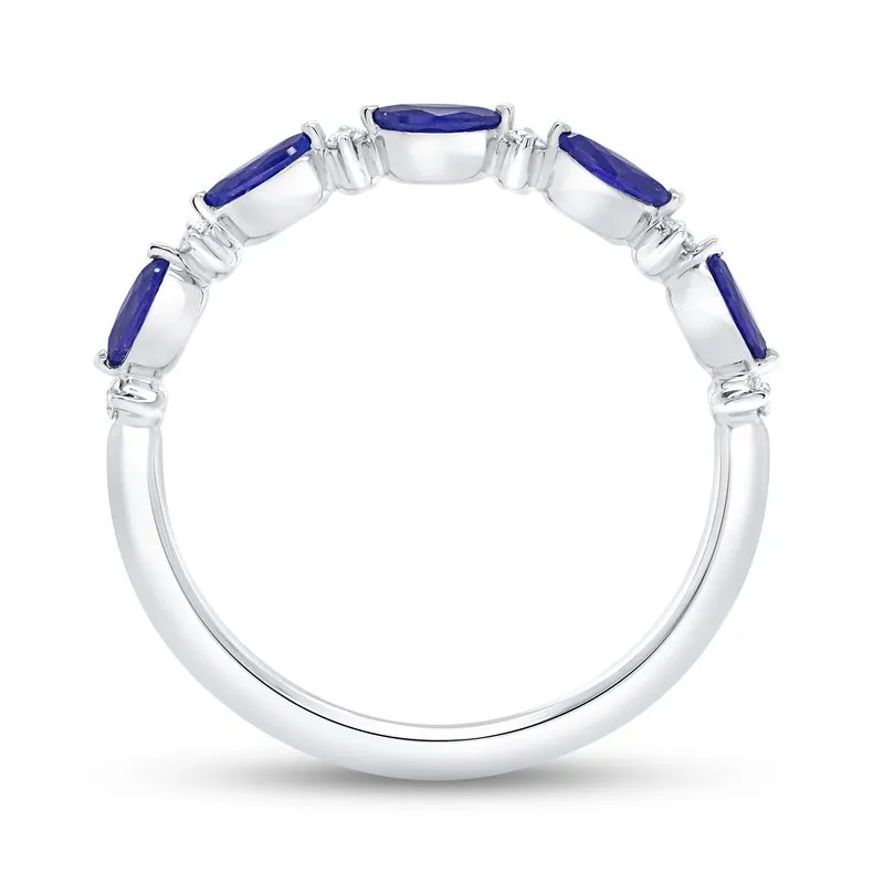 Marquise Blue Sapphire and Diamond Fashion Ring