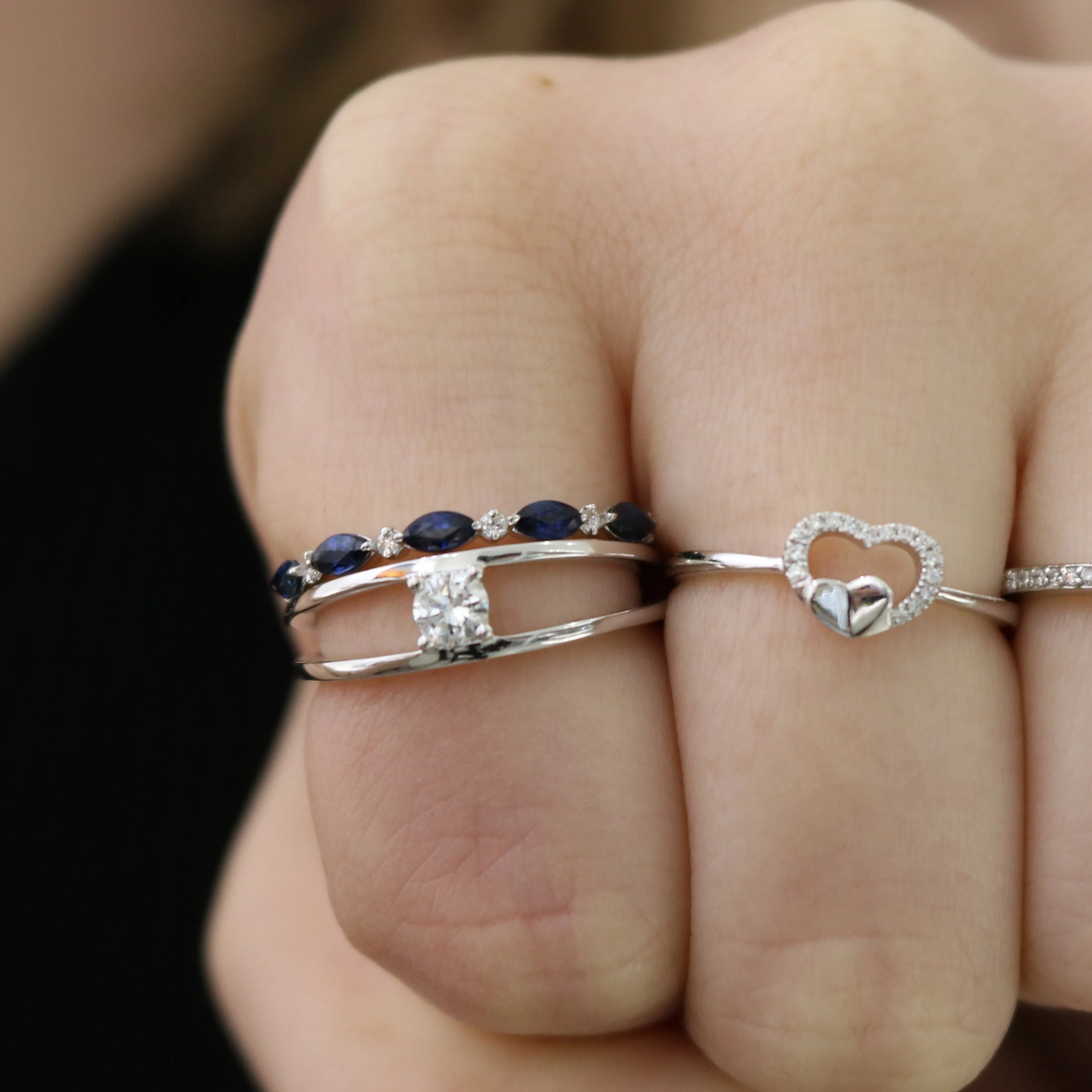 Marquise Blue Sapphire and Diamond Fashion Ring