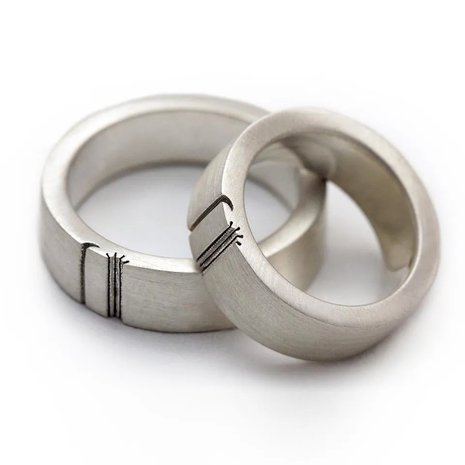 Matching sun and moon rings