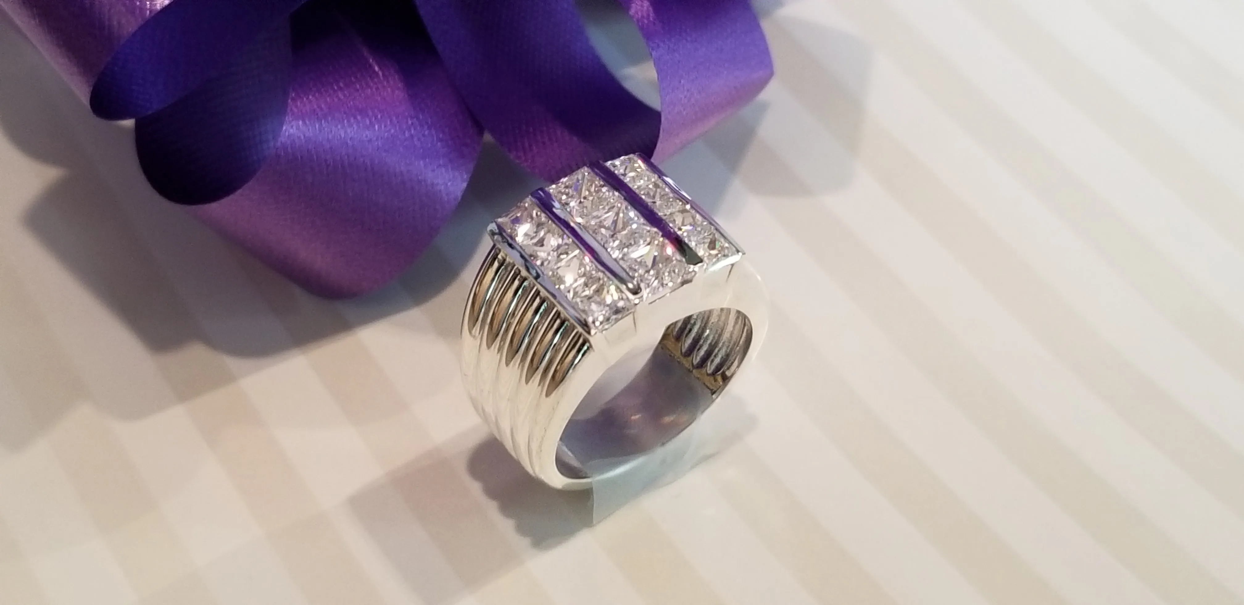 Men's Sterling Silver & Princess Cut Ring