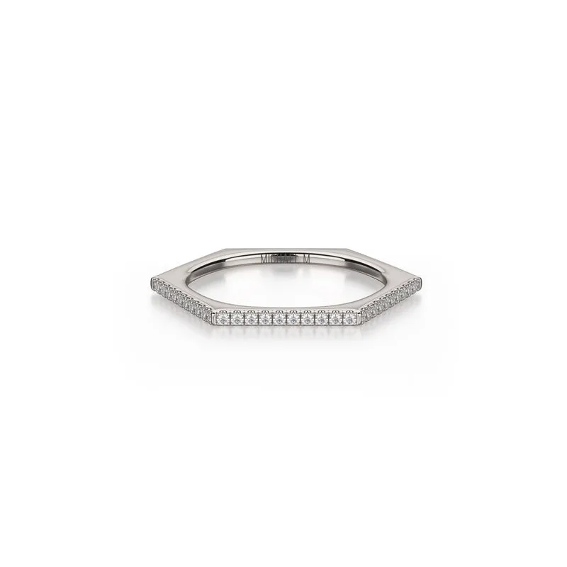 Michael M Women's 14K White Gold Diamond Hexagon Band B311