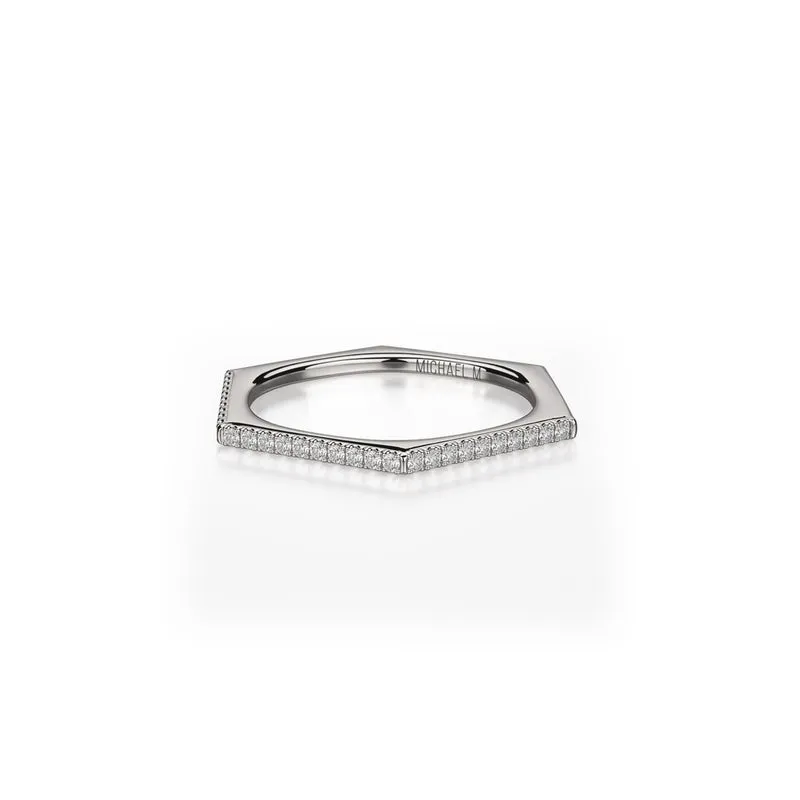 Michael M Women's 14K White Gold Diamond Hexagon Band B311