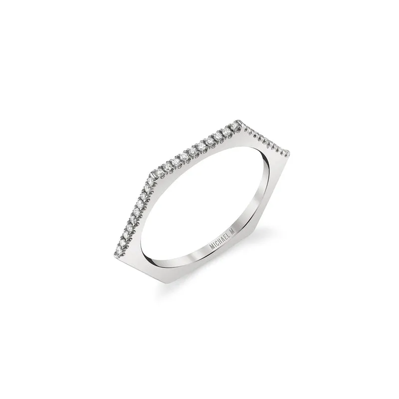 Michael M Women's 14K White Gold Diamond Hexagon Band B311