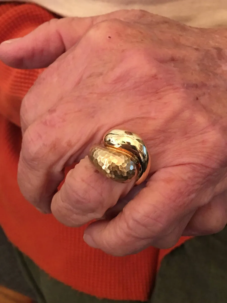 Midcentury Bypass Dome Ring - 18K Italian Gold