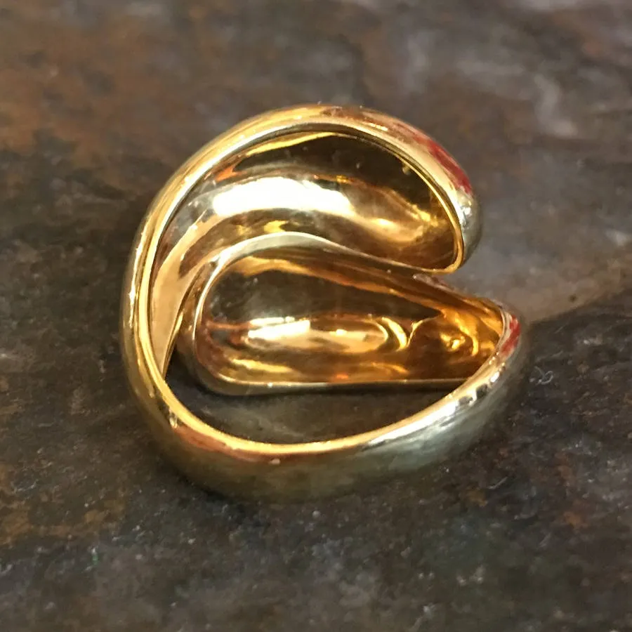 Midcentury Bypass Dome Ring - 18K Italian Gold