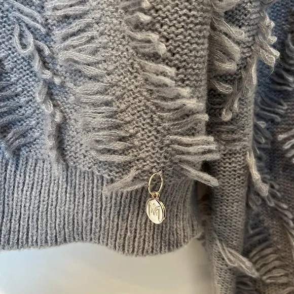 Milly Knit Sweater Loop Fringe Crop Top