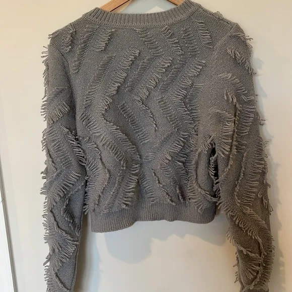 Milly Knit Sweater Loop Fringe Crop Top