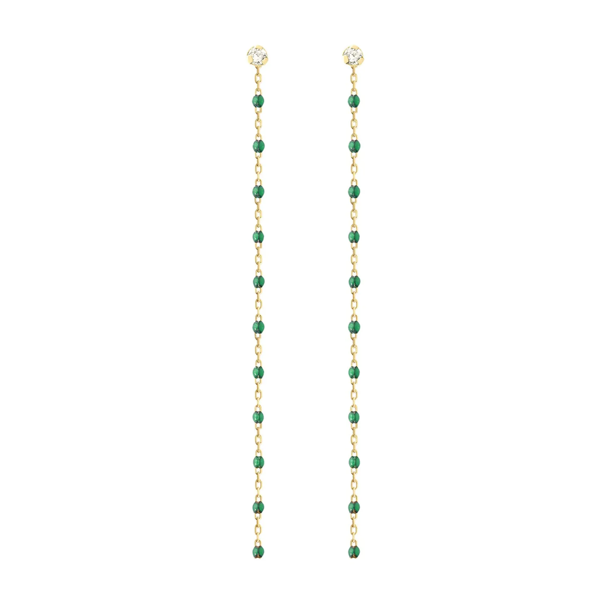 Mini Gigi Party Emerald Diamond Earrings - Yellow Gold