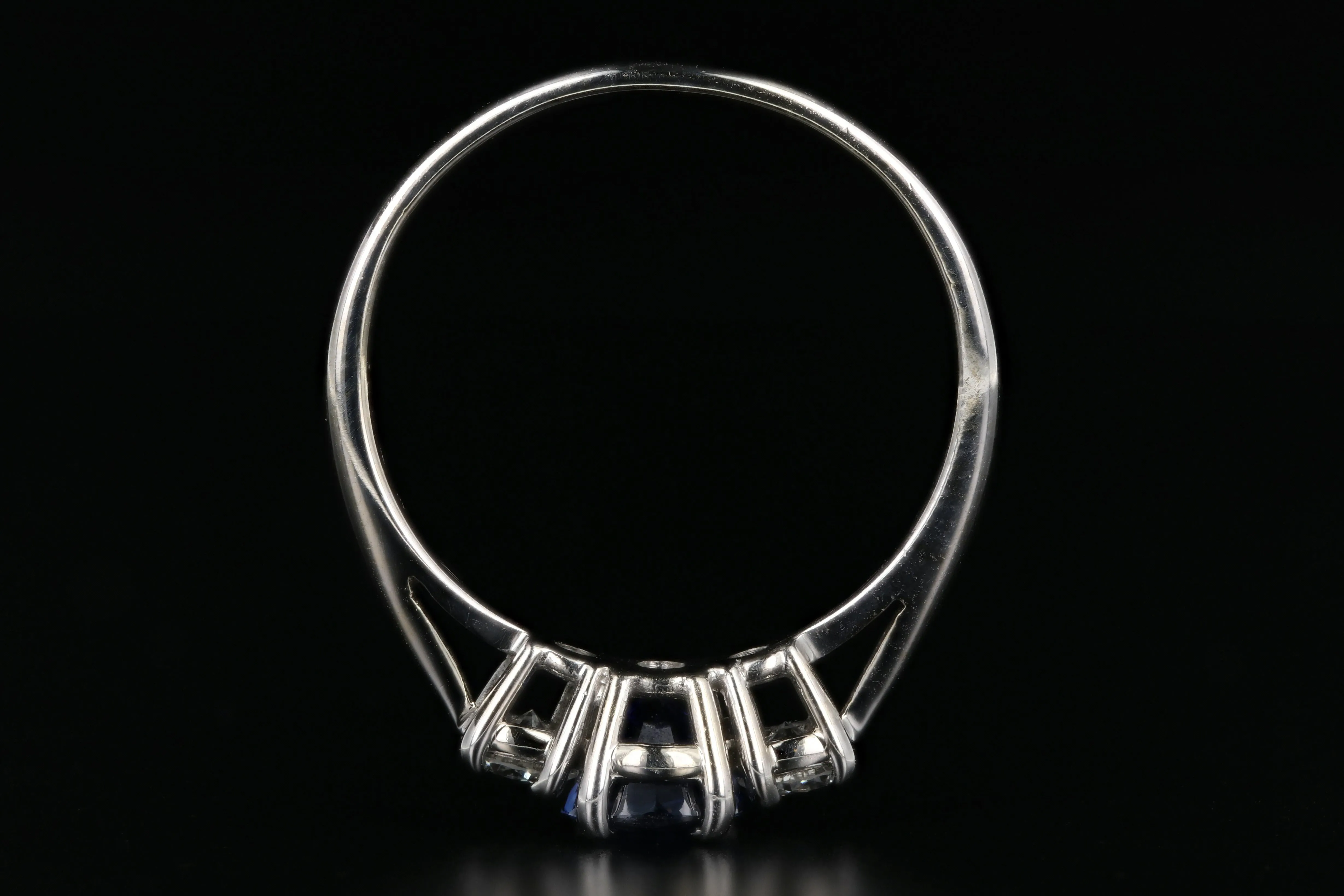 Modern 14K White Gold 1.129 Natural Sapphire and Diamond Ring