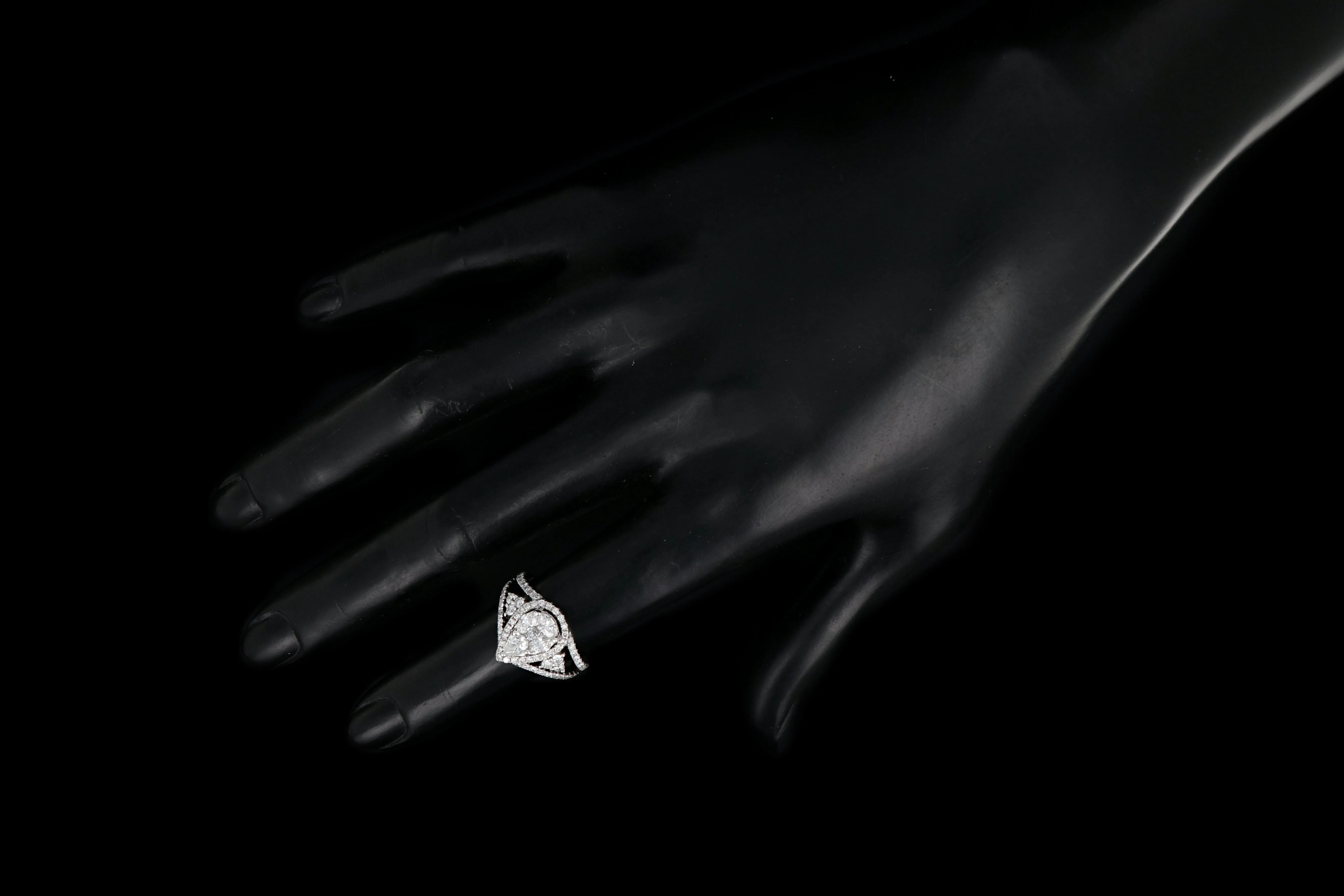 Modern 14K White Gold 1.75 Carat Diamond Weight Total Engagement Ring