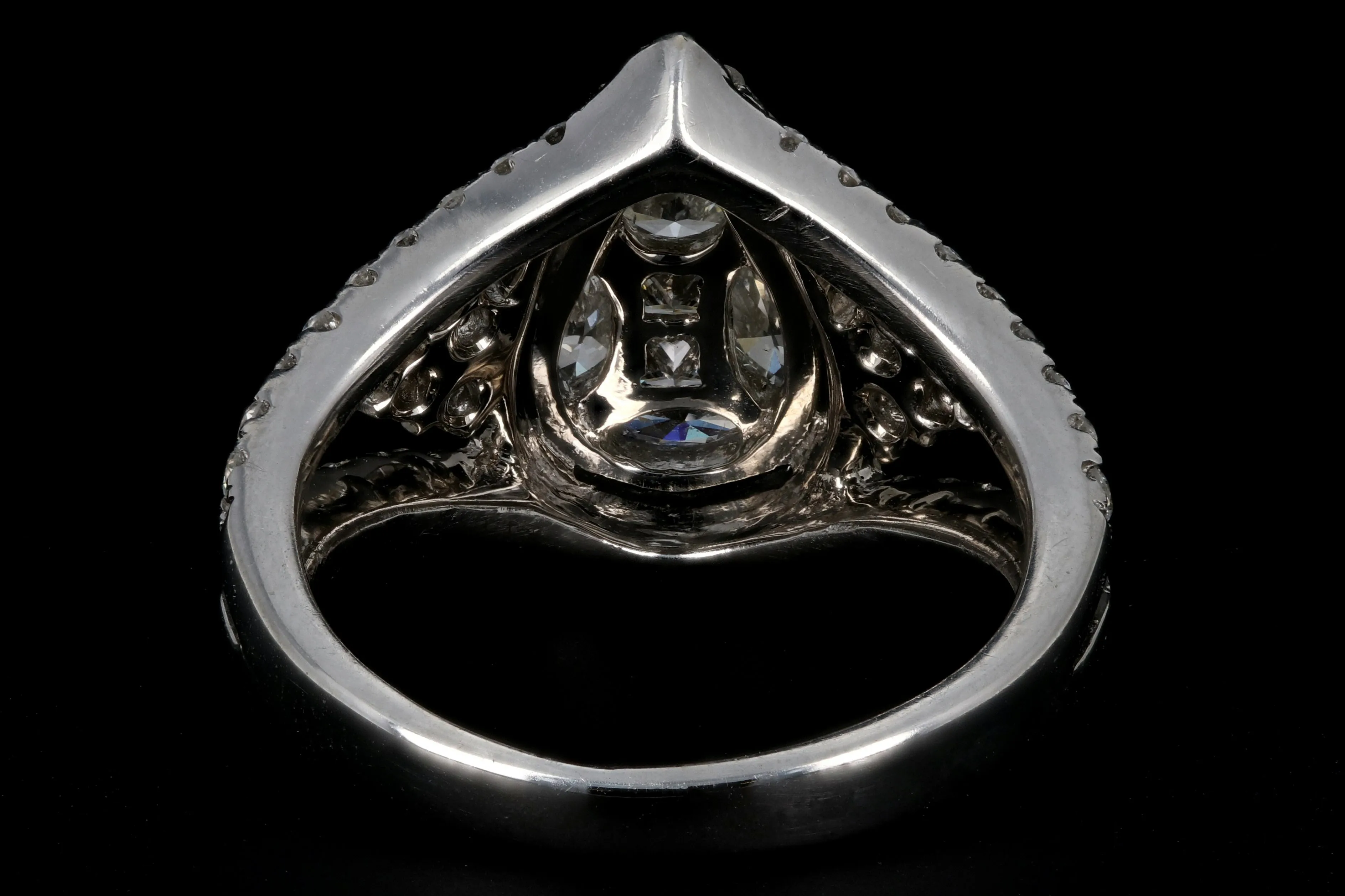 Modern 14K White Gold 1.75 Carat Diamond Weight Total Engagement Ring