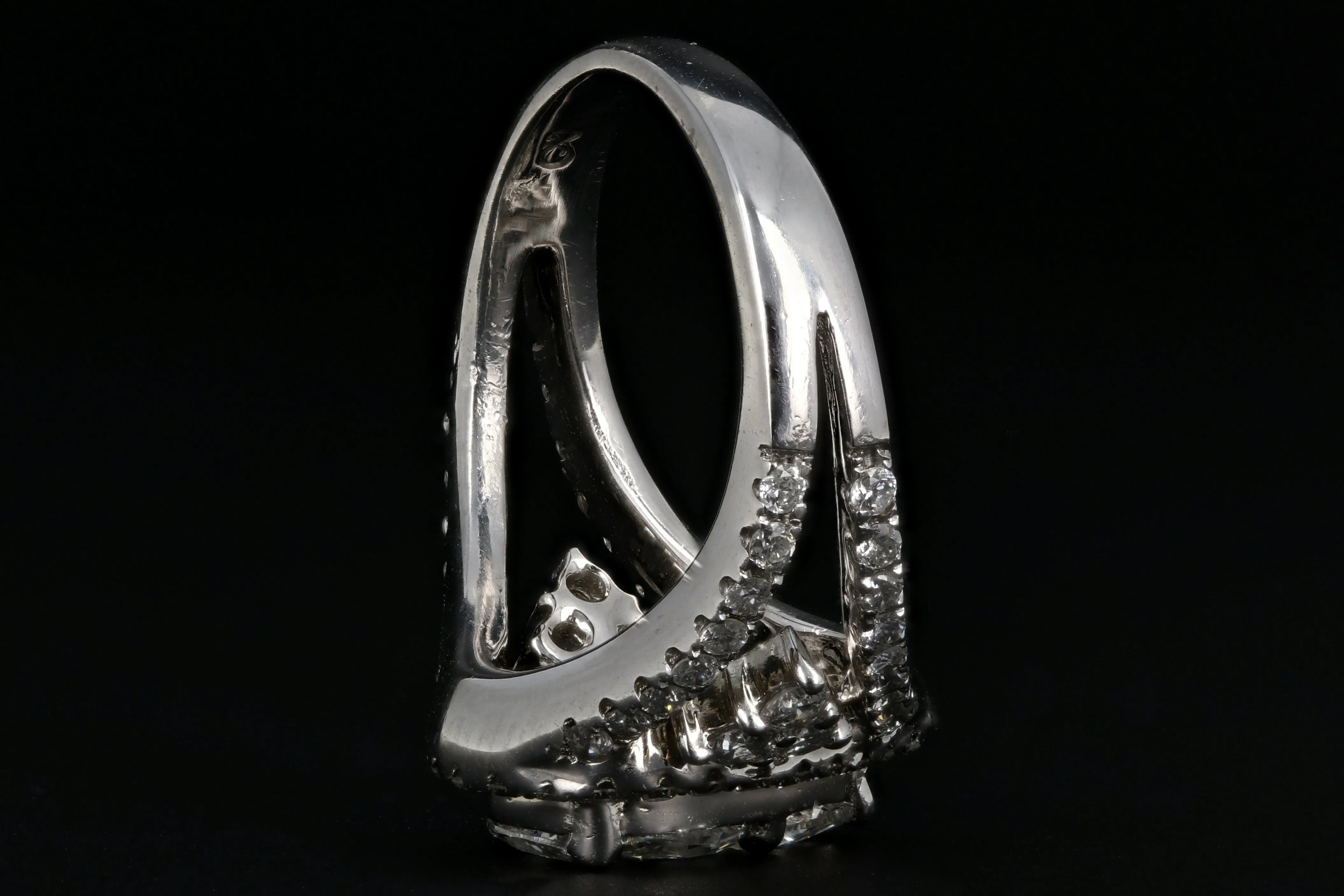 Modern 14K White Gold 1.75 Carat Diamond Weight Total Engagement Ring