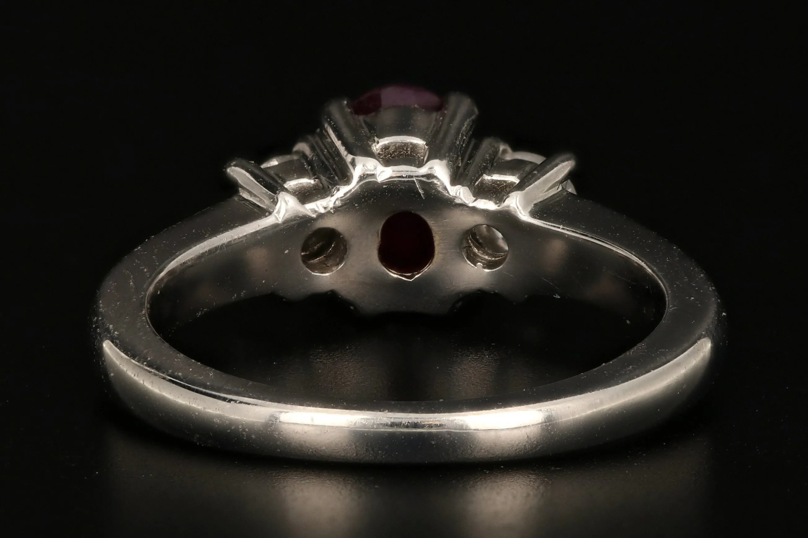 Modern 14K White Gold .75 Carat Natural Ruby and Diamond Ring