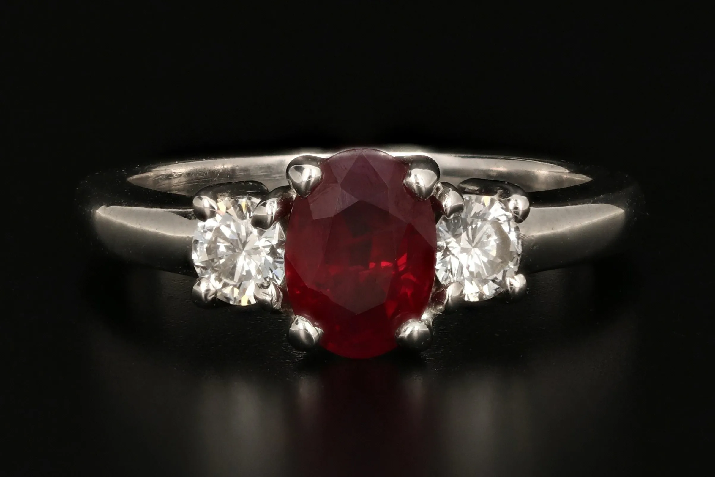 Modern 14K White Gold .75 Carat Natural Ruby and Diamond Ring