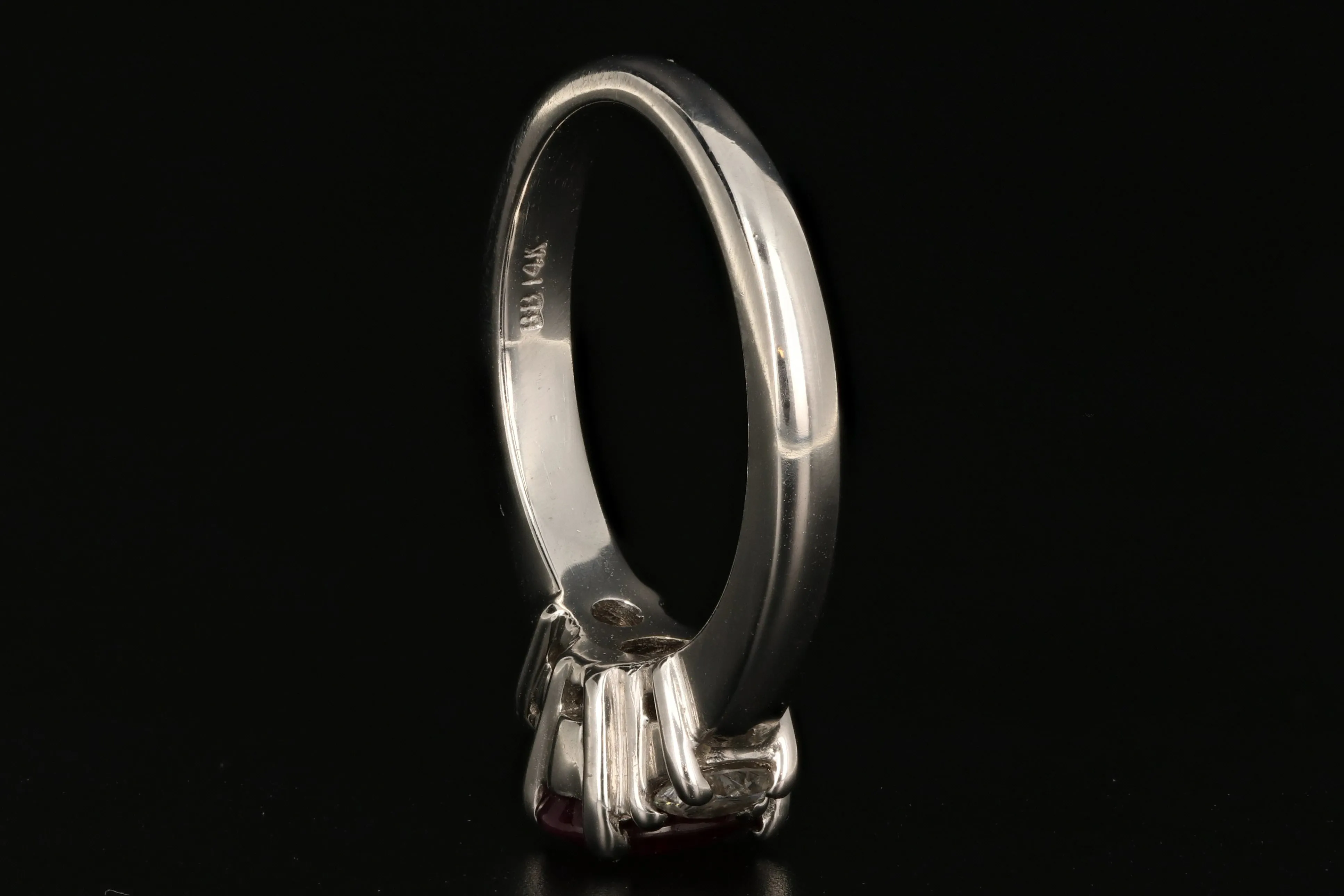 Modern 14K White Gold .75 Carat Natural Ruby and Diamond Ring