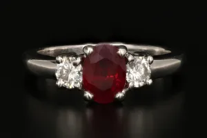 Modern 14K White Gold .75 Carat Natural Ruby and Diamond Ring