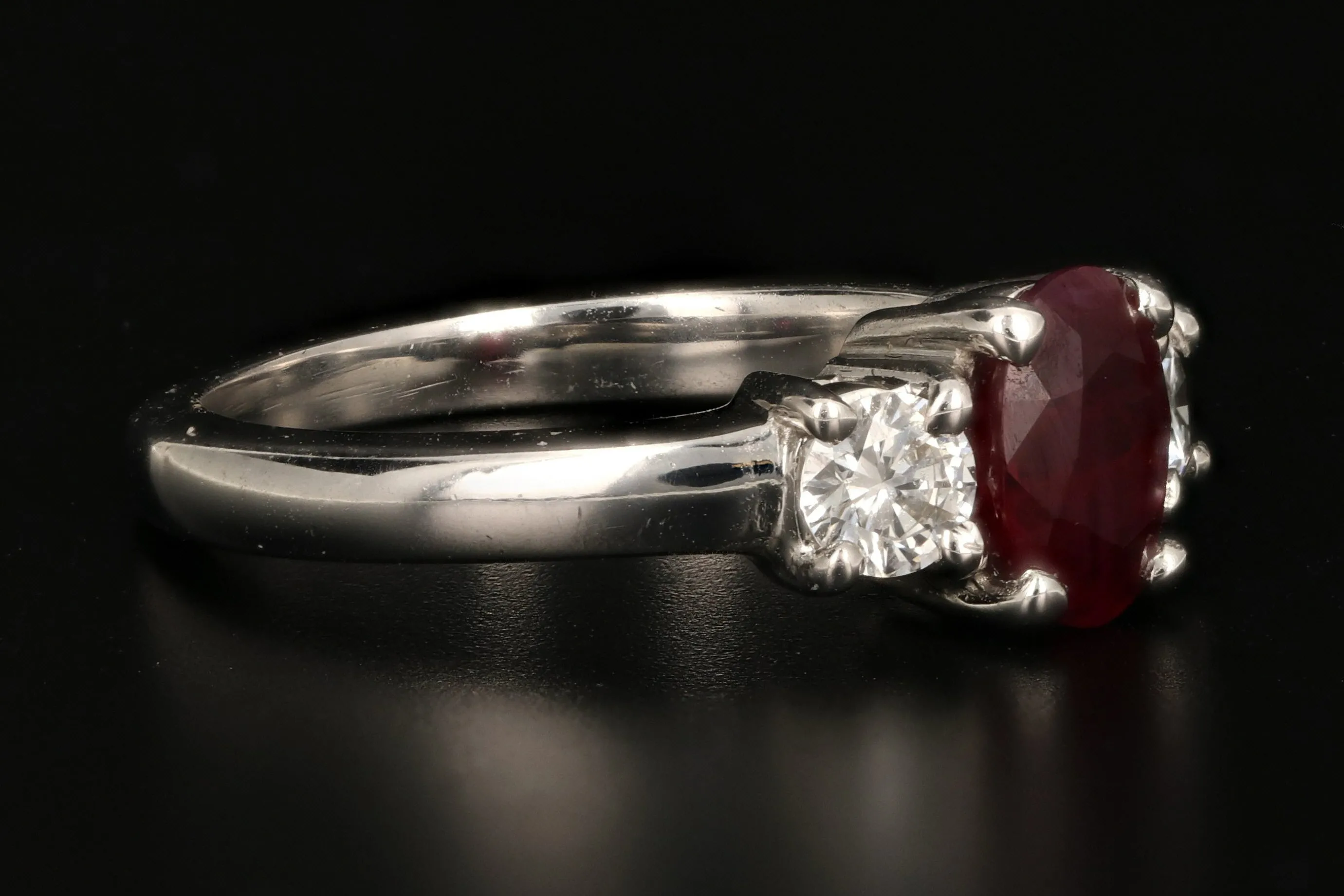 Modern 14K White Gold .75 Carat Natural Ruby and Diamond Ring