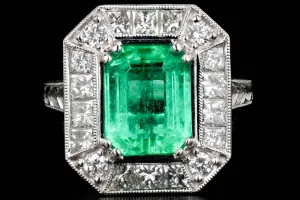 Modern New 2.89CT Colombian Emerald and Diamond Ring GIA Certified