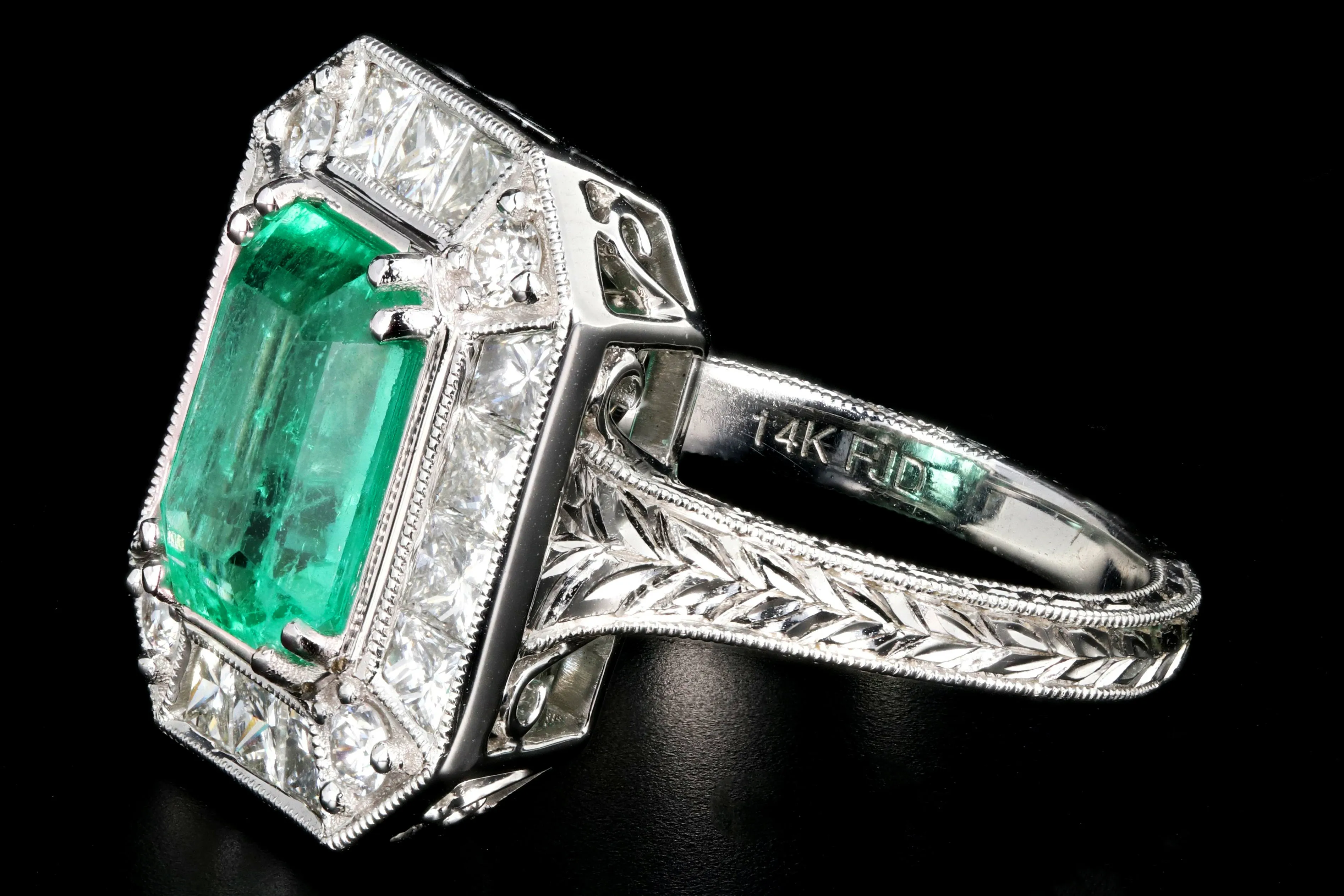 Modern New 2.89CT Colombian Emerald and Diamond Ring GIA Certified