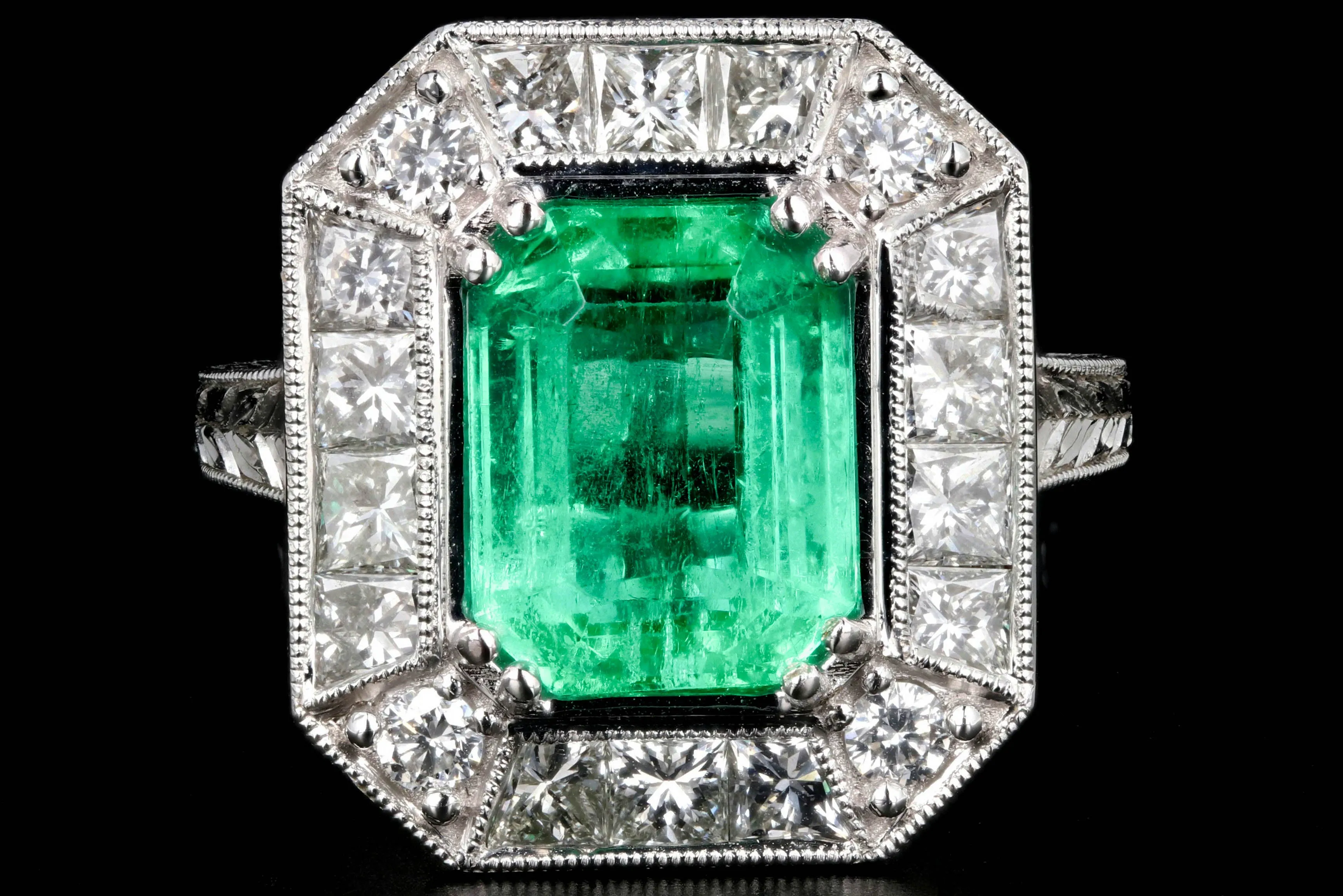 Modern New 2.89CT Colombian Emerald and Diamond Ring GIA Certified