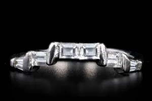 Modern Platinum .50CTW Baguette and Tapered Baguette Diamond Band