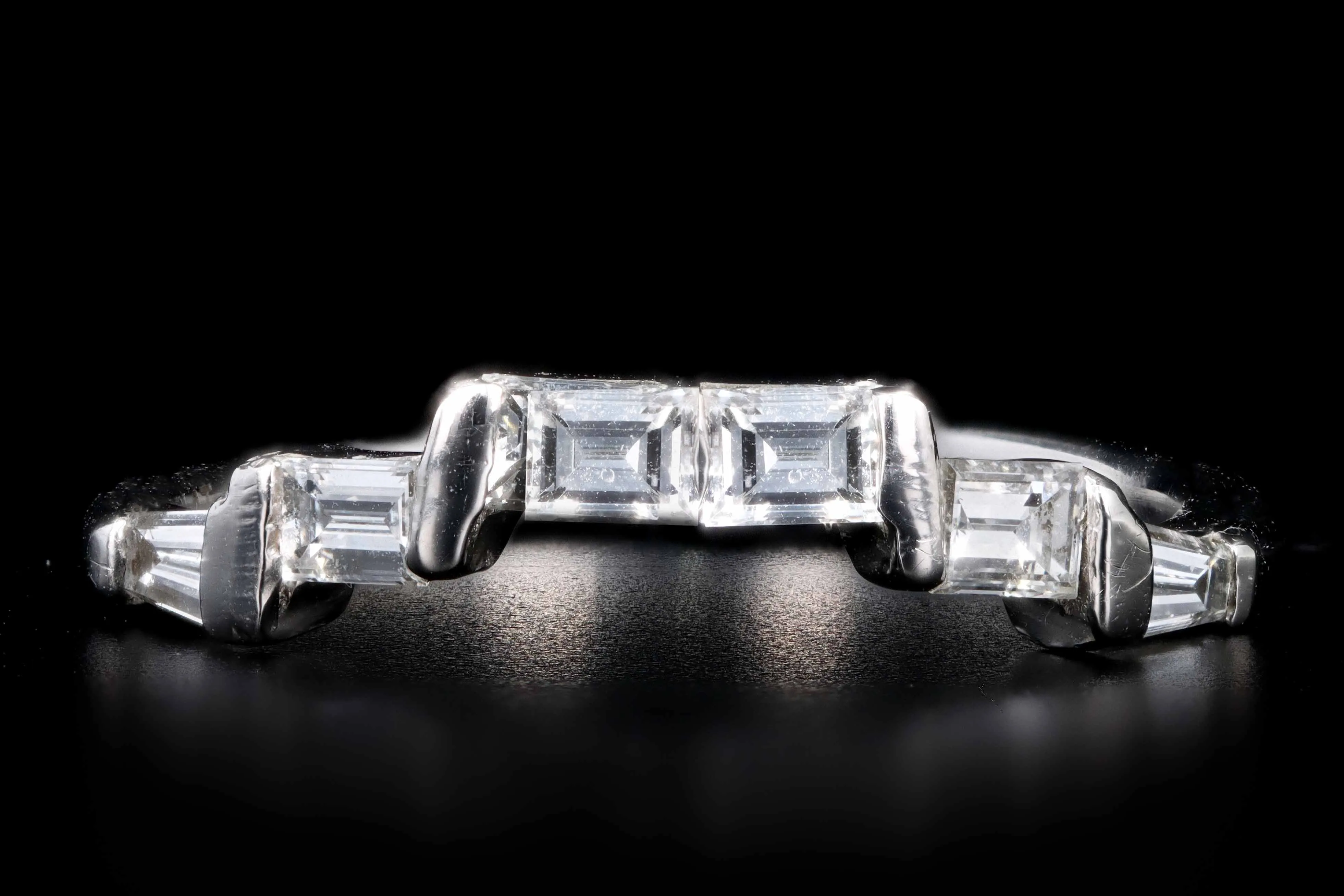 Modern Platinum .50CTW Baguette and Tapered Baguette Diamond Band
