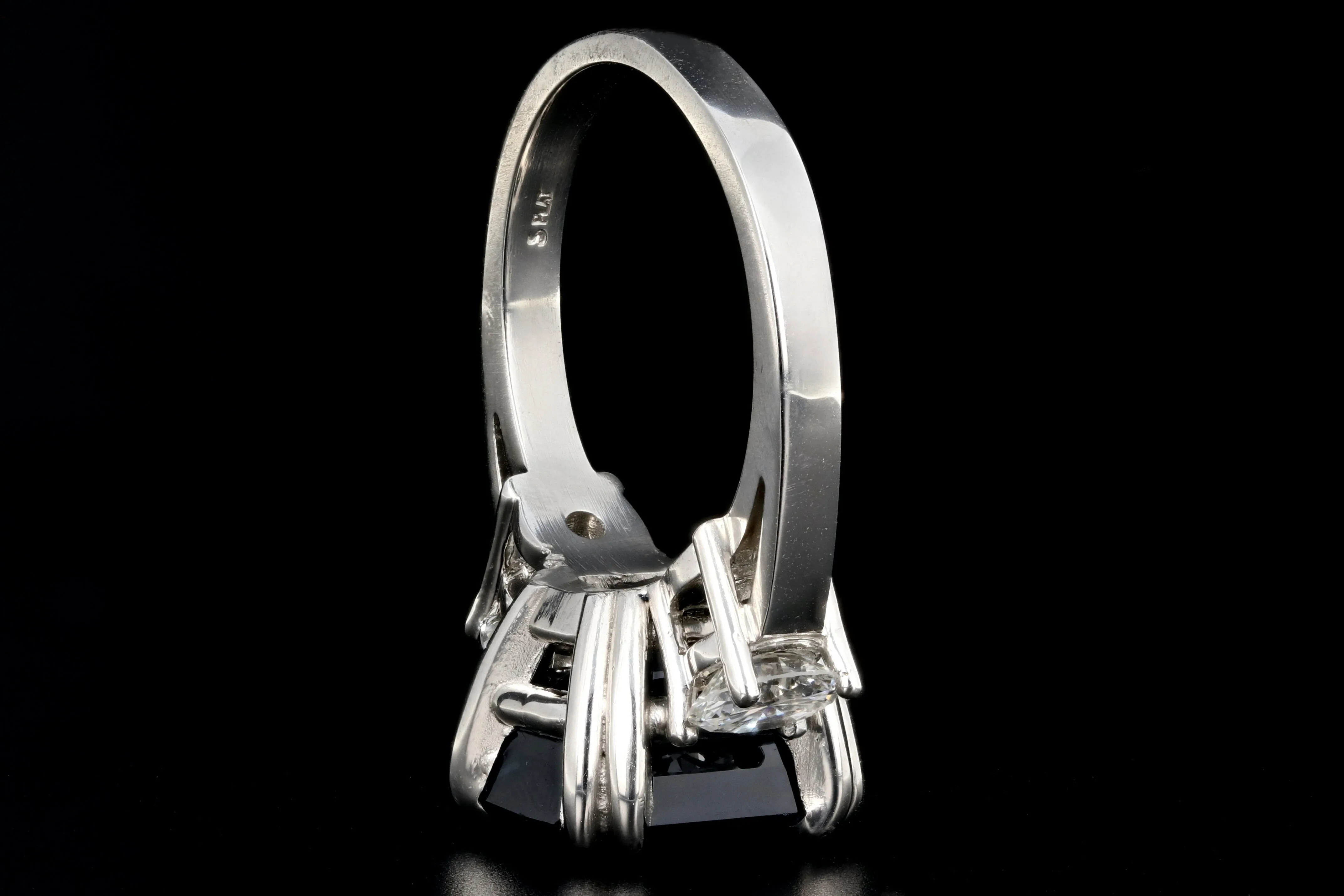 Modern Platinum AGL Certified 7.88 Carat Emerald Cut Sapphire and GIA Certified Diamond Ring