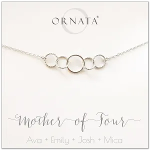 Mother of Four PERSONALIZED Sterling Silver Necklace by Ornata
