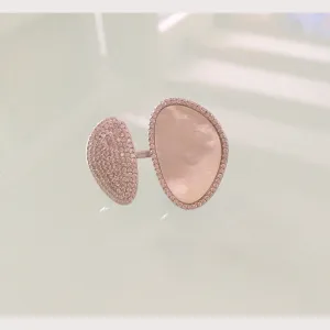 Mother Pearl Disc Ring- Silver