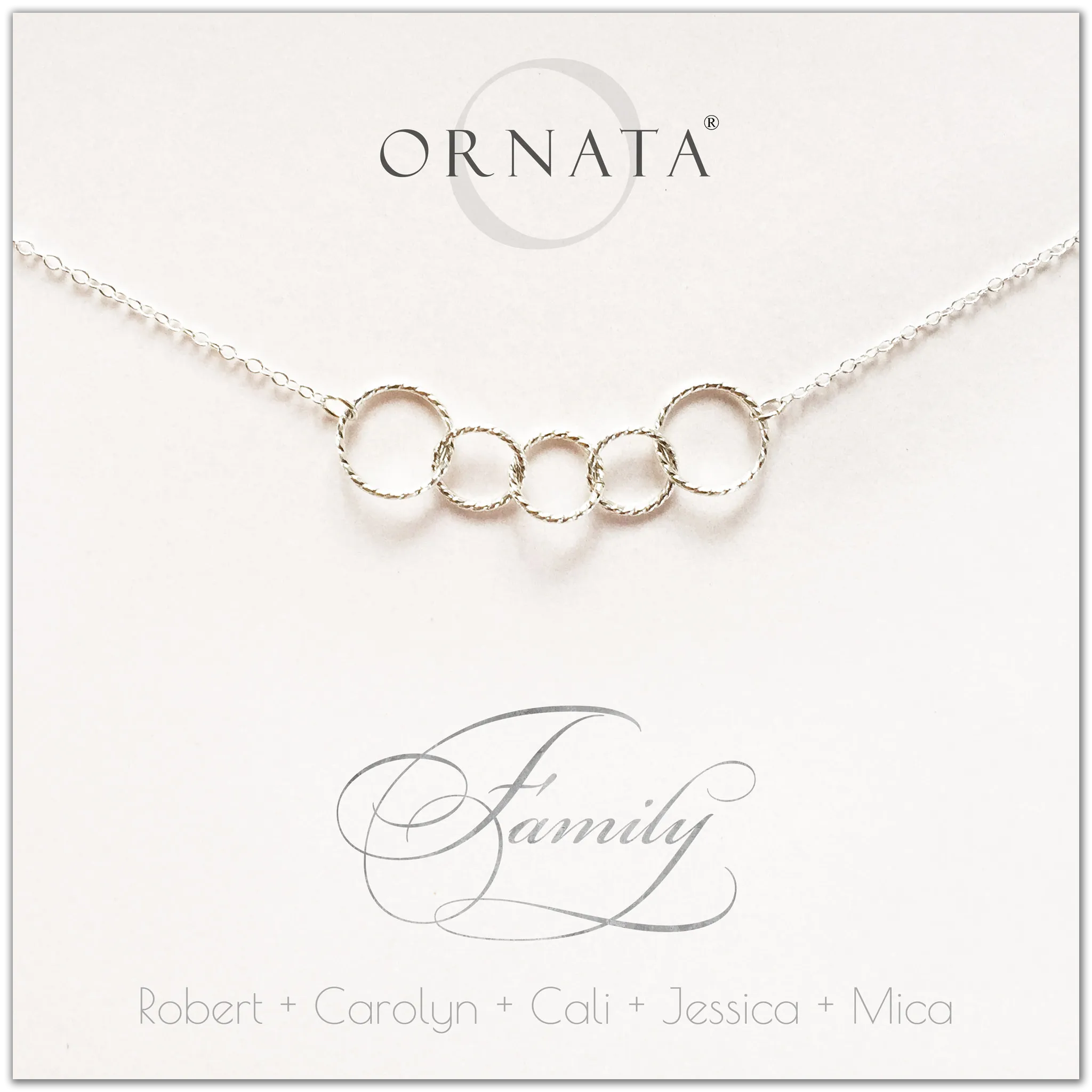 Mother's Day Jewelry - Family of Five Sterling Silver Necklace - Personalized