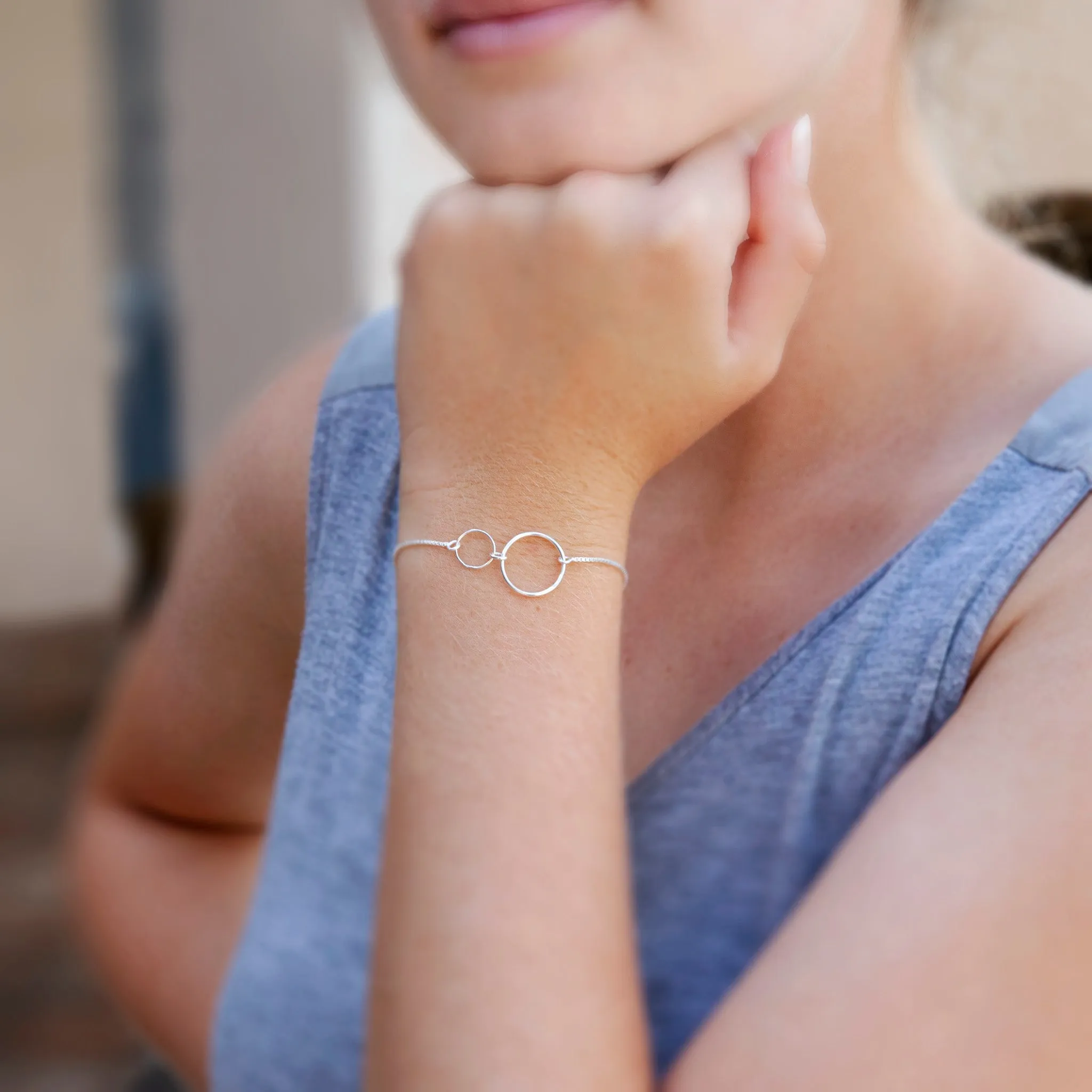 Mother's Day Jewelry - Mother Daughter Sterling Silver Bracelet - Personalized