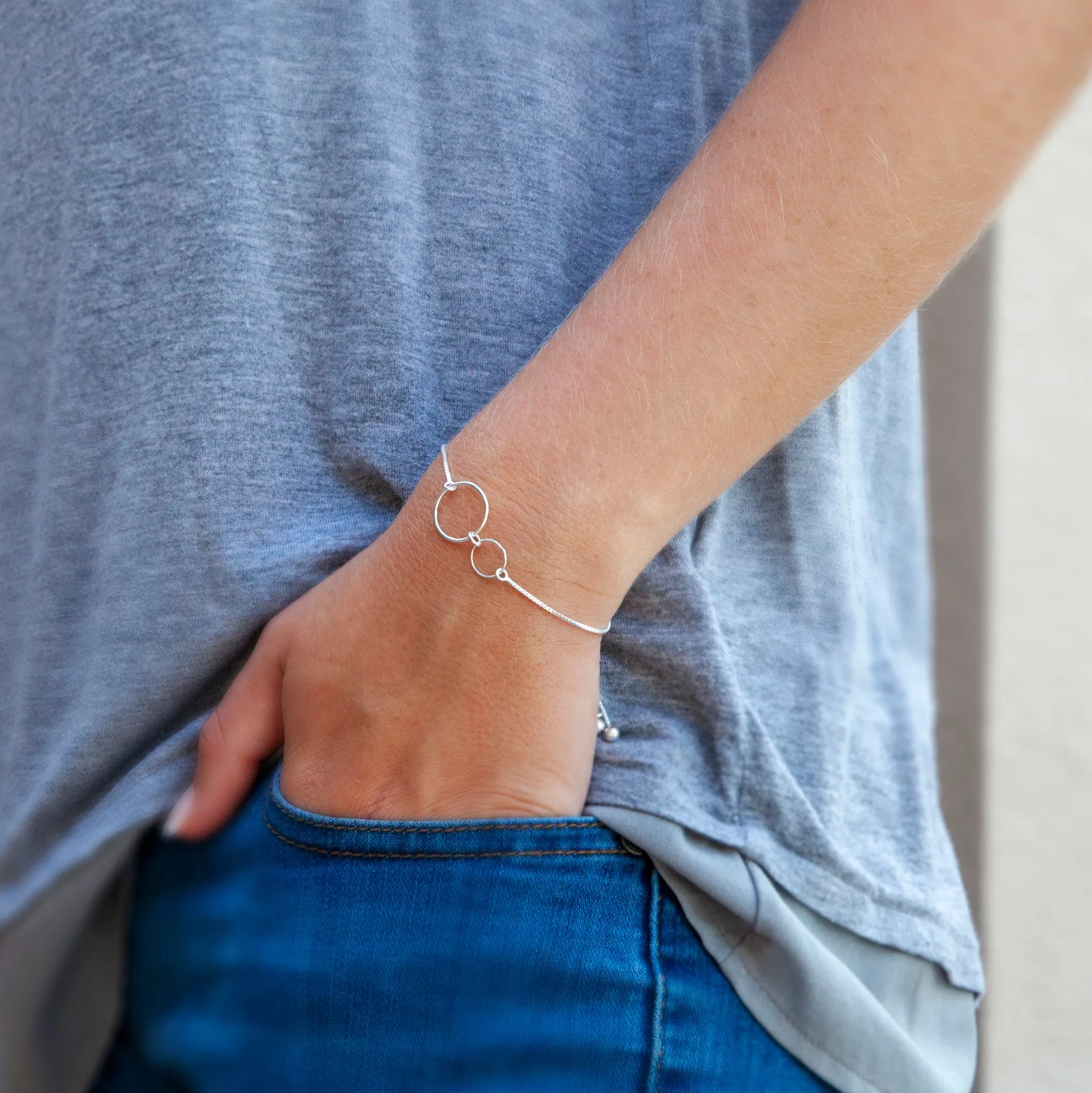 Mother's Day Jewelry - Mother Daughter Sterling Silver Bracelet - Personalized