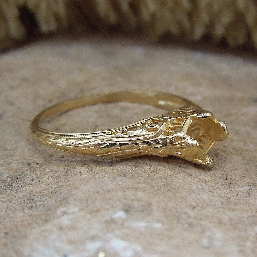 MOUNTING ONLY: Petite Engraved Ring Mounting in White, Yellow, and Rose Gold