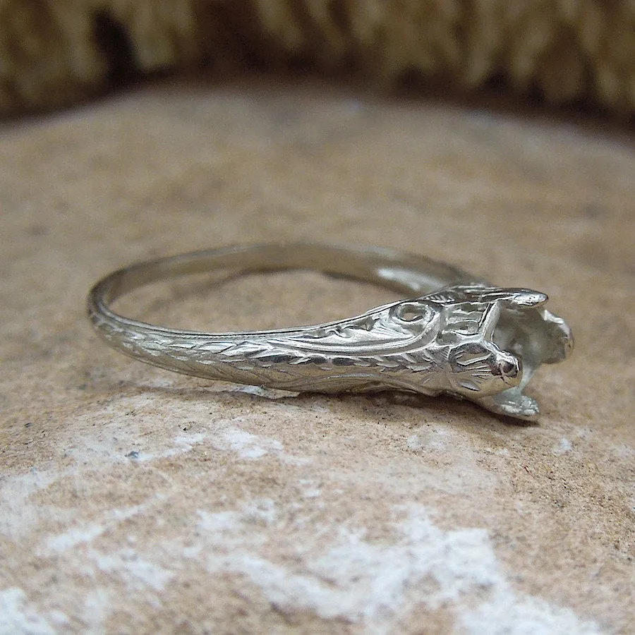 MOUNTING ONLY: Petite Engraved Ring Mounting in White, Yellow, and Rose Gold