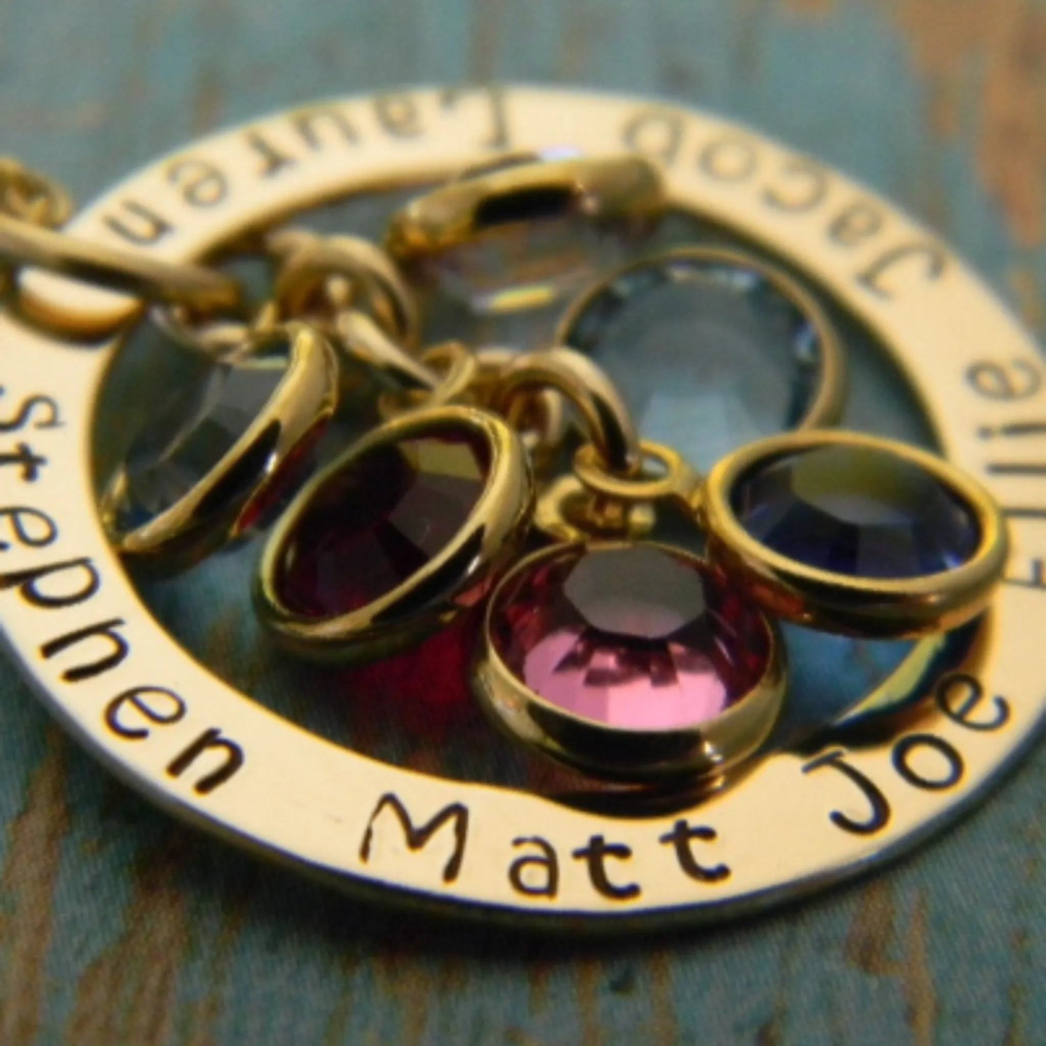 Multi Name and Birthstone Open Circle Necklace - 14kt Gold Fill
